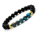 BRACELET WITH LAVA STONE AND BLUE MALACHITE