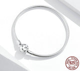 SIMPLE HEART Sterling Silver Snake-Chain Charm Bracelet