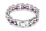 Silver/Purple Motorcycle Chain and Link Bracelet