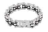 Silver/Black Motorcycle Chain Bracelet
