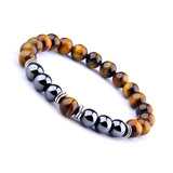 TWO-STONE BRACELET WITH TIGER EYE AND HEMATITE