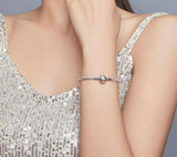 SIMPLE HEART Sterling Silver Snake-Chain Charm Bracelet