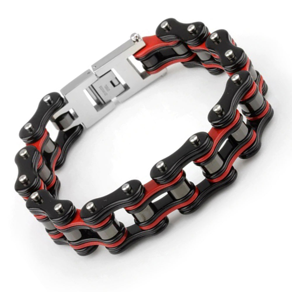 Black/Red Motorcycle Chain Bracelet