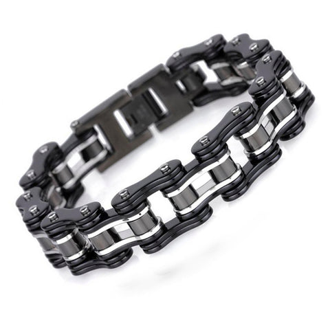 Black/Silver Motorcycle Chain Bracelet