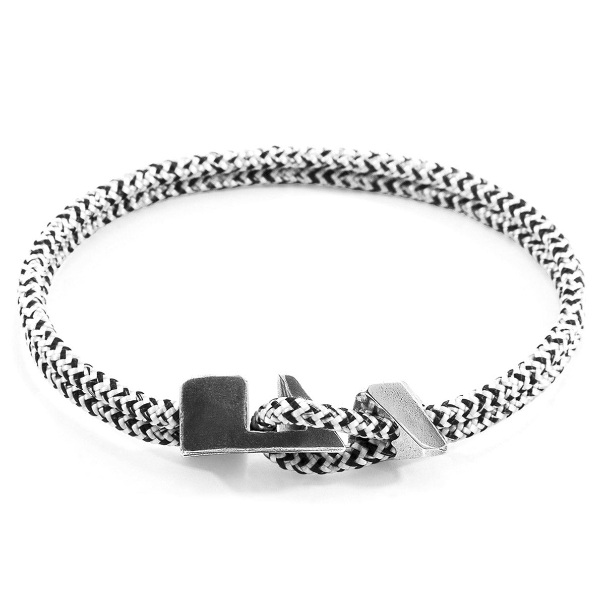 White Noir Brixham Silver and Rope Bracelet