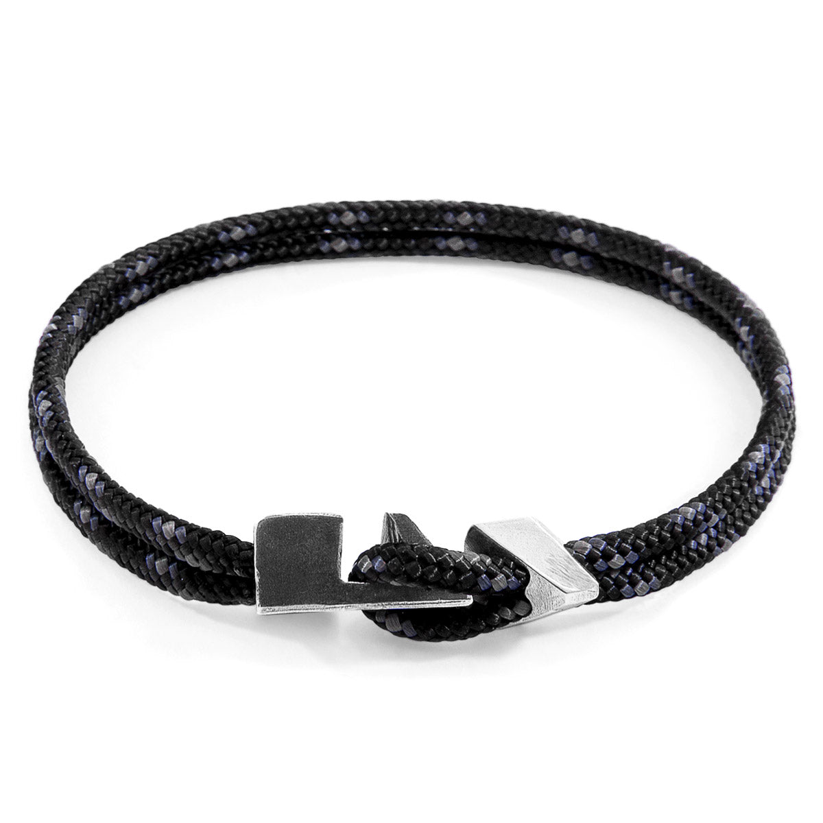 Black Brixham Silver and Rope Bracelet