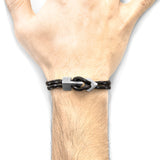 Black Brixham Silver and Rope Bracelet