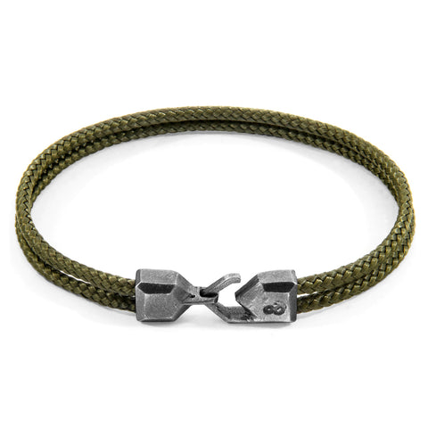 Khaki Green Cromer Silver and Rope Bracelet