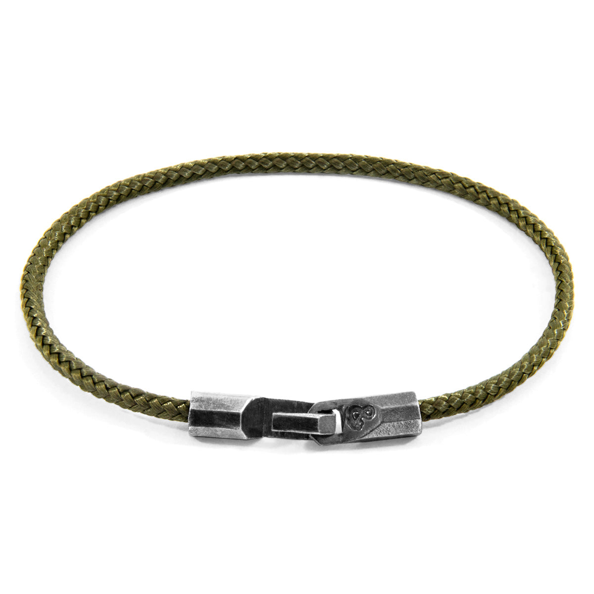 Khaki Green Talbot Silver and Rope Bracelet