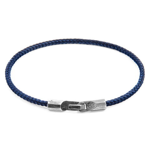 Navy Blue Talbot Silver and Rope Bracelet