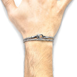 White Noir Tenby Silver and Rope Bracelet