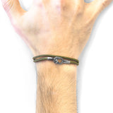 Khaki Green Tenby Silver and Rope Bracelet