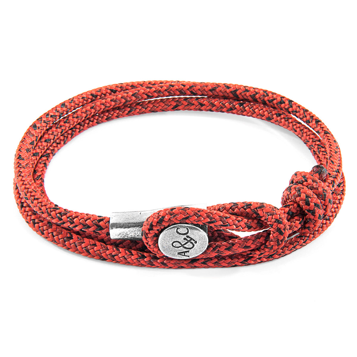 Red Noir Dundee Silver and Rope Bracelet