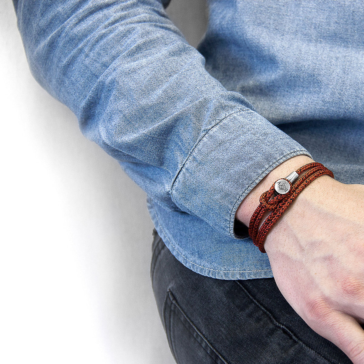 Classic Grey Dundee Silver and Rope Bracelet