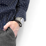 Dark Brown Dundee Silver and Braided Leather Bracelet