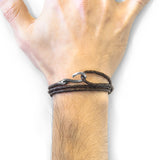 Dark Brown Heysham Silver and Braided Leather Bracelet