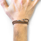 Light Brown Heysham Silver and Braided Leather Bracelet