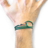Fern Green Heysham Silver and Braided Leather Bracelet