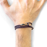 Grape Purple Heysham Silver and Braided Leather Bracelet