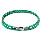 Fern Green Liverpool Silver and Braided Leather Bracelet