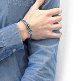 White Noir Padstow Silver and Rope Bracelet