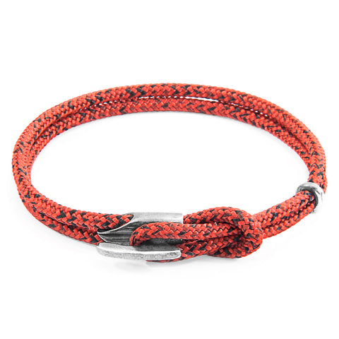 Red Noir Padstow Silver and Rope Bracelet