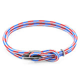 Project-RWB Red White and Blue Padstow Silver and Rope Bracelet