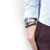 Black Padstow Silver and Rope Bracelet