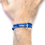 Royal Blue Clipper Silver and Flat Leather Bracelet