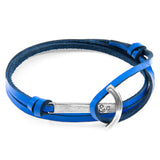 Royal Blue Clipper Silver and Flat Leather Bracelet