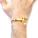 Mustard Yellow Clipper Silver and Flat Leather Bracelet