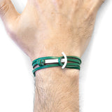 Fern Green Clipper Silver and Flat Leather Bracelet