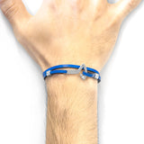 Royal Blue Flyak Anchor Silver and Flat Leather Bracelet