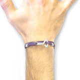 Grape Purple Flyak Anchor Silver and Flat Leather Bracelet