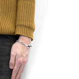 Dark Brown Frigate Anchor Silver and Flat Leather Bracelet