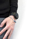 Royal Blue Frigate Anchor Silver and Flat Leather Bracelet