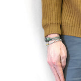 Mustard Yellow Frigate Anchor Silver and Flat Leather Bracelet