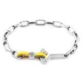 Mustard Yellow Frigate Anchor Silver and Flat Leather Bracelet