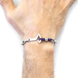 Grape Purple Frigate Anchor Silver and Flat Leather Bracelet
