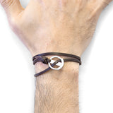Dark Brown Ketch Silver and Flat Leather Bracelet