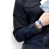 Royal Blue Ketch Silver and Flat Leather Bracelet