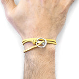 Mustard Yellow Ketch Silver and Flat Leather Bracelet