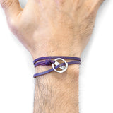 Grape Purple Ketch Silver and Flat Leather Bracelet
