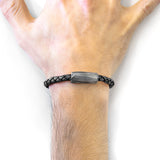 Midnight Black Hayling Silver and Braided Leather Bracelet