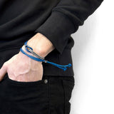 Blue Noir Pembroke Silver and Rope Bracelet