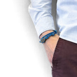 Blue Noir Tyne Silver and Rope Bracelet