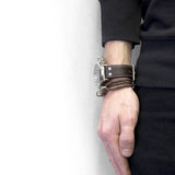 Brown Tyne Silver and Rope Bracelet