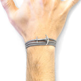 Classic Grey Admiral Anchor Silver & Rope Bracelet