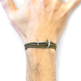 Khaki Green Admiral Anchor Silver & Rope Bracelet