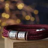 Cranberry Paracord and Silver Medical Alert Bracelet